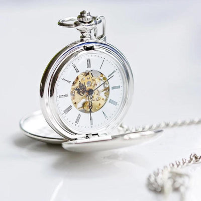 Own Handwriting Engraved Dual Opening Pocket Watch - Shop Personalised Gifts