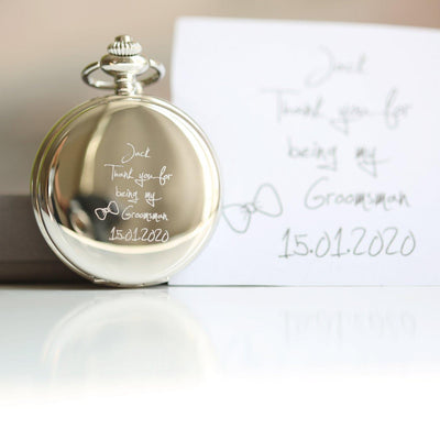 Own Handwriting Engraved Dual Opening Pocket Watch - Shop Personalised Gifts