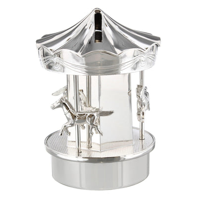 Personalised Silver Plated Carousel Money Box - Shop Personalised Gifts