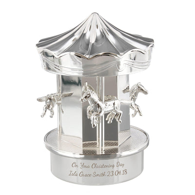 Personalised Silver Plated Carousel Money Box - Shop Personalised Gifts