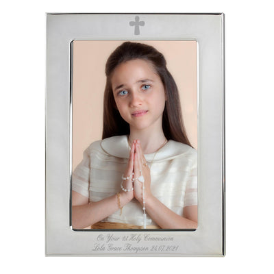 Personalised Silver Plated 5x7 Elegant Cross Photo Frame - Shop Personalised Gifts