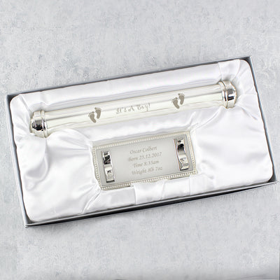 Personalised Its A Boy Silver Plated Certificate Holder