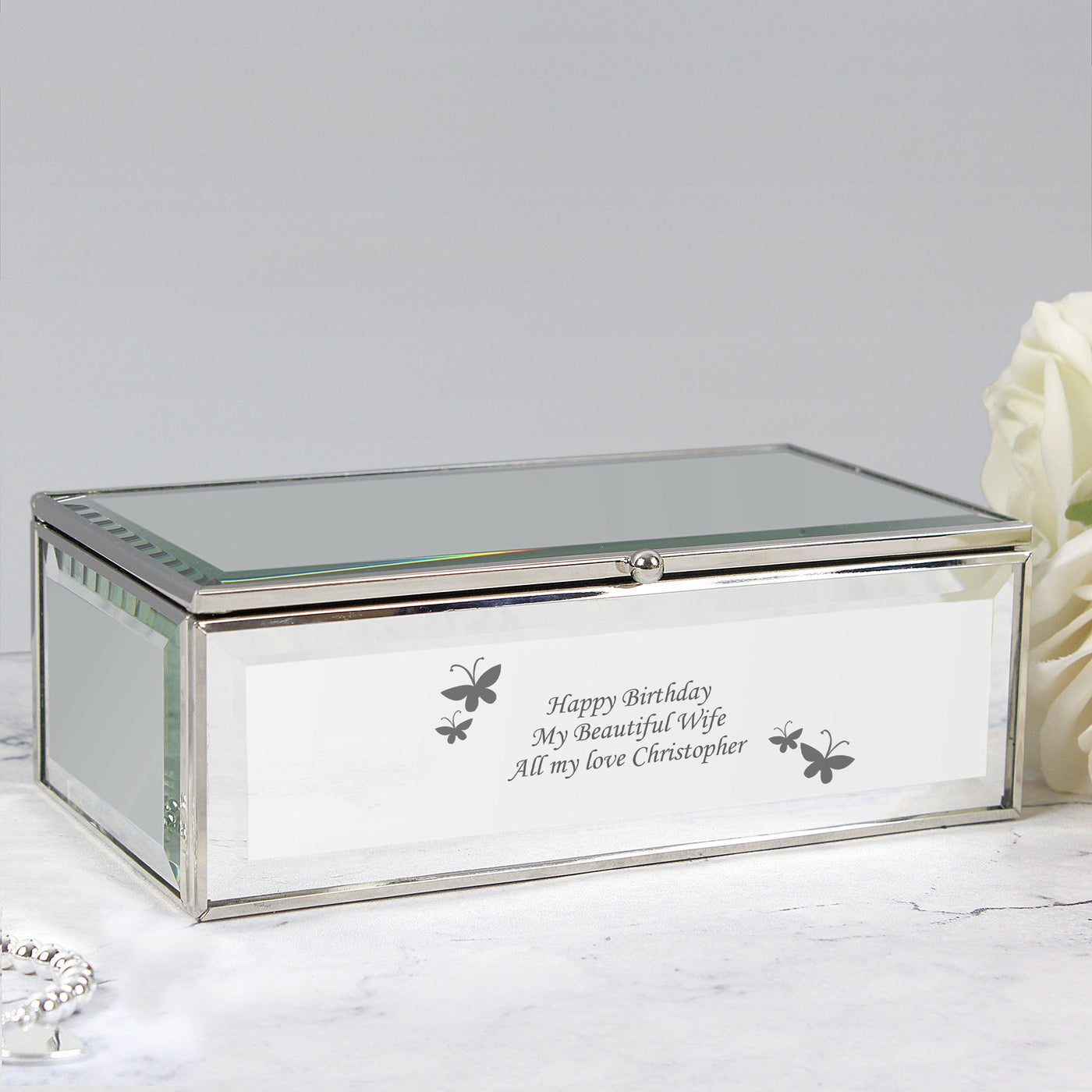 Personalised Butterflies Mirrored Jewellery Box - Shop Personalised Gifts