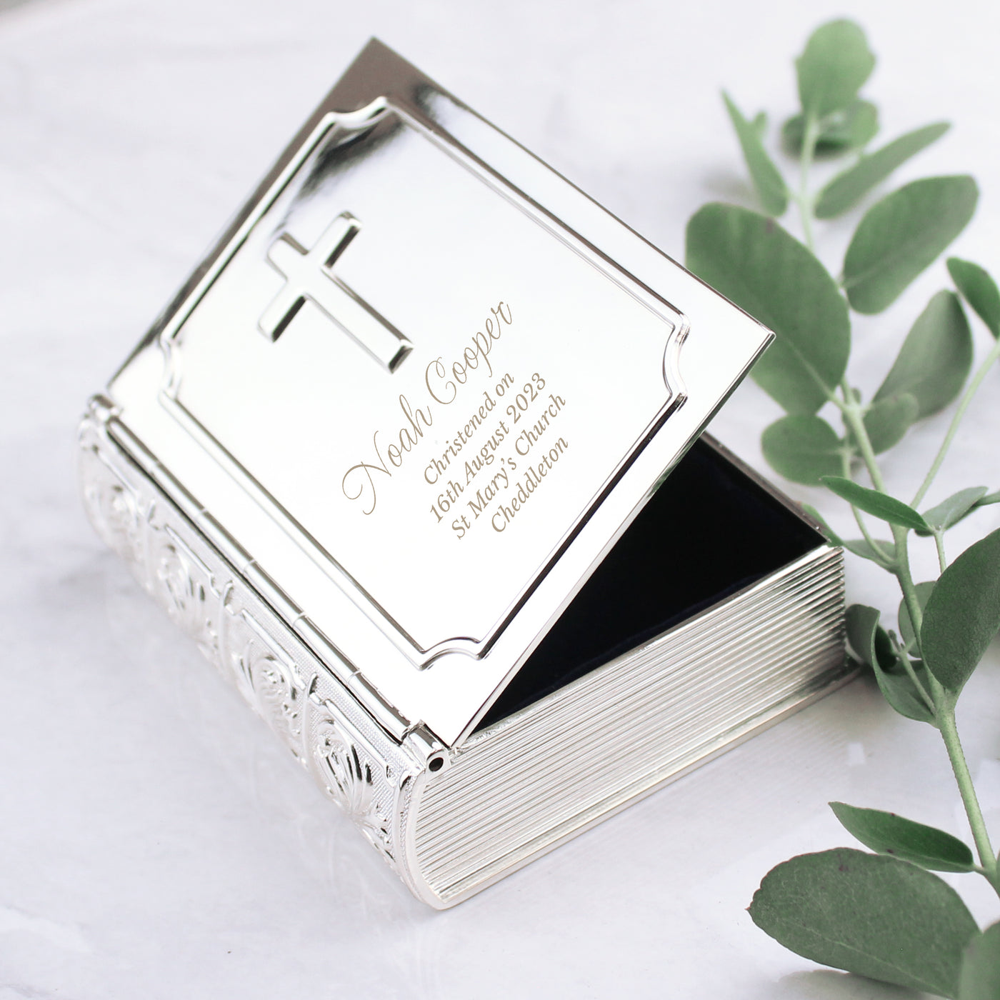 Personalised Bible Nickel Plated Trinket Box