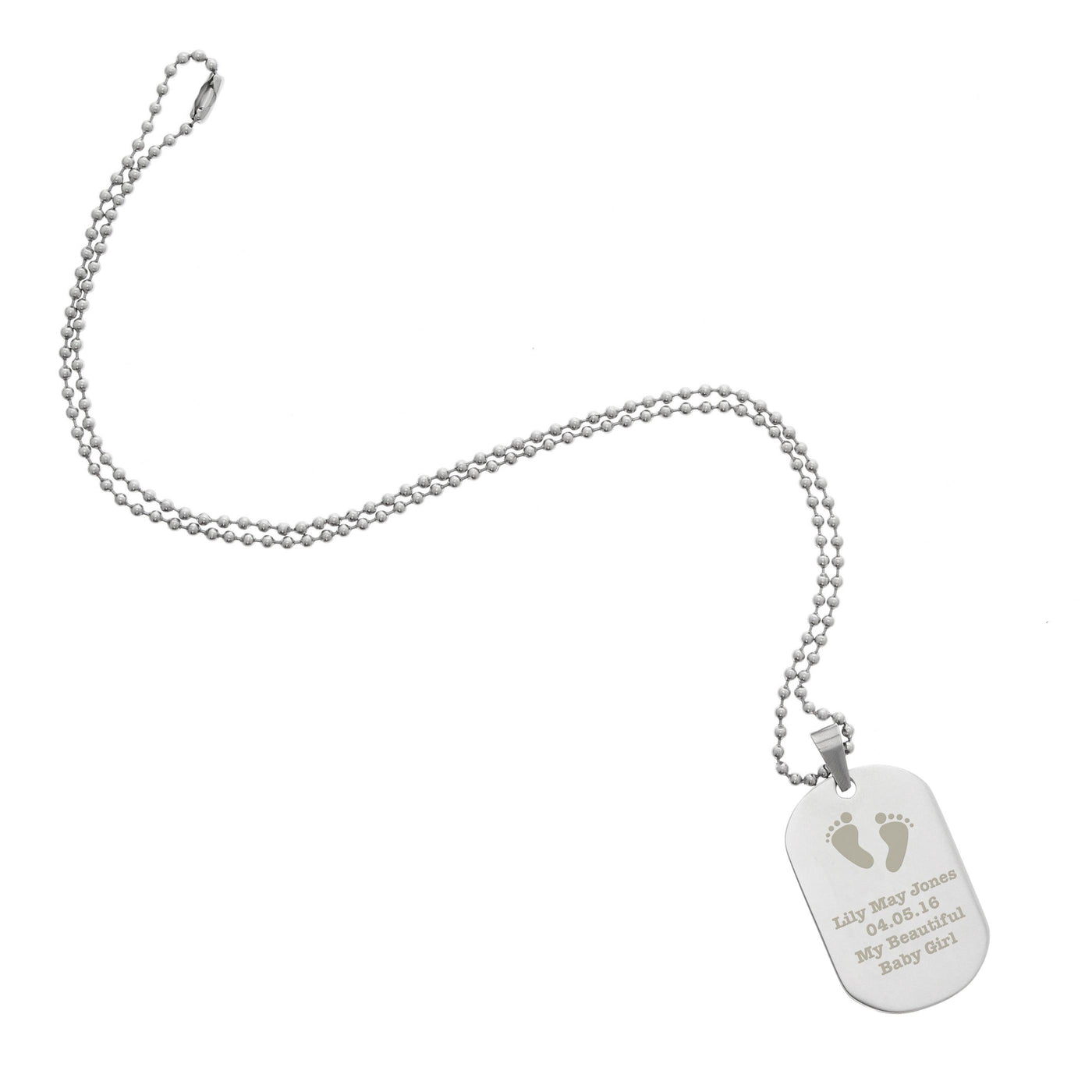 Personalised Footprints Stainless Steel Dog Tag Necklace - Shop Personalised Gifts