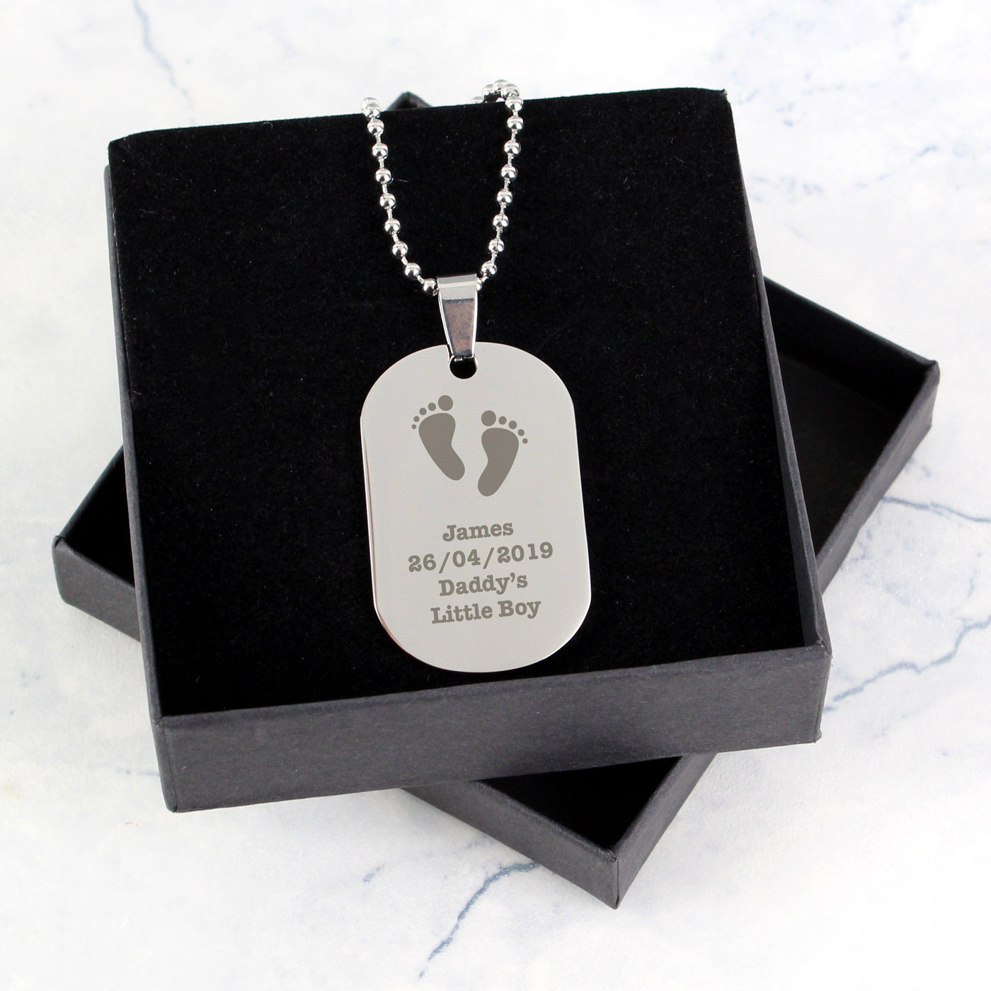 Personalised Footprints Stainless Steel Dog Tag Necklace - Shop Personalised Gifts