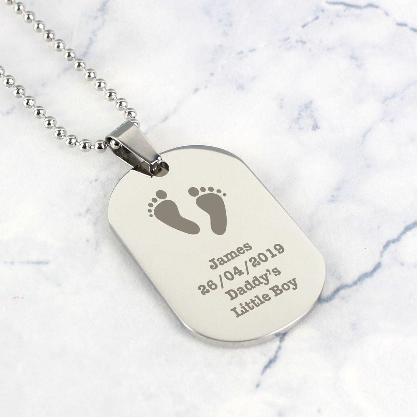 Personalised Footprints Stainless Steel Dog Tag Necklace - Shop Personalised Gifts