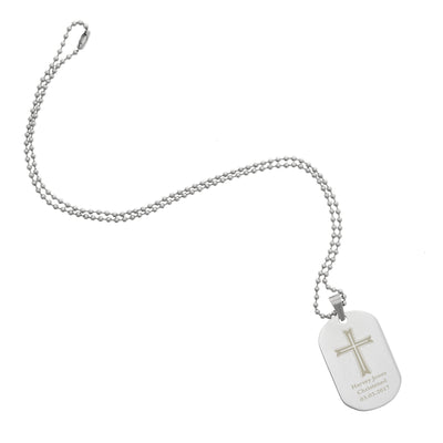 Personalised Cross Stainless Steel Dog Tag Necklace - Shop Personalised Gifts