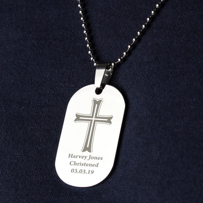 Personalised Cross Stainless Steel Dog Tag Necklace - Shop Personalised Gifts