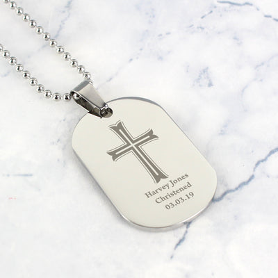 Personalised Cross Stainless Steel Dog Tag Necklace - Shop Personalised Gifts