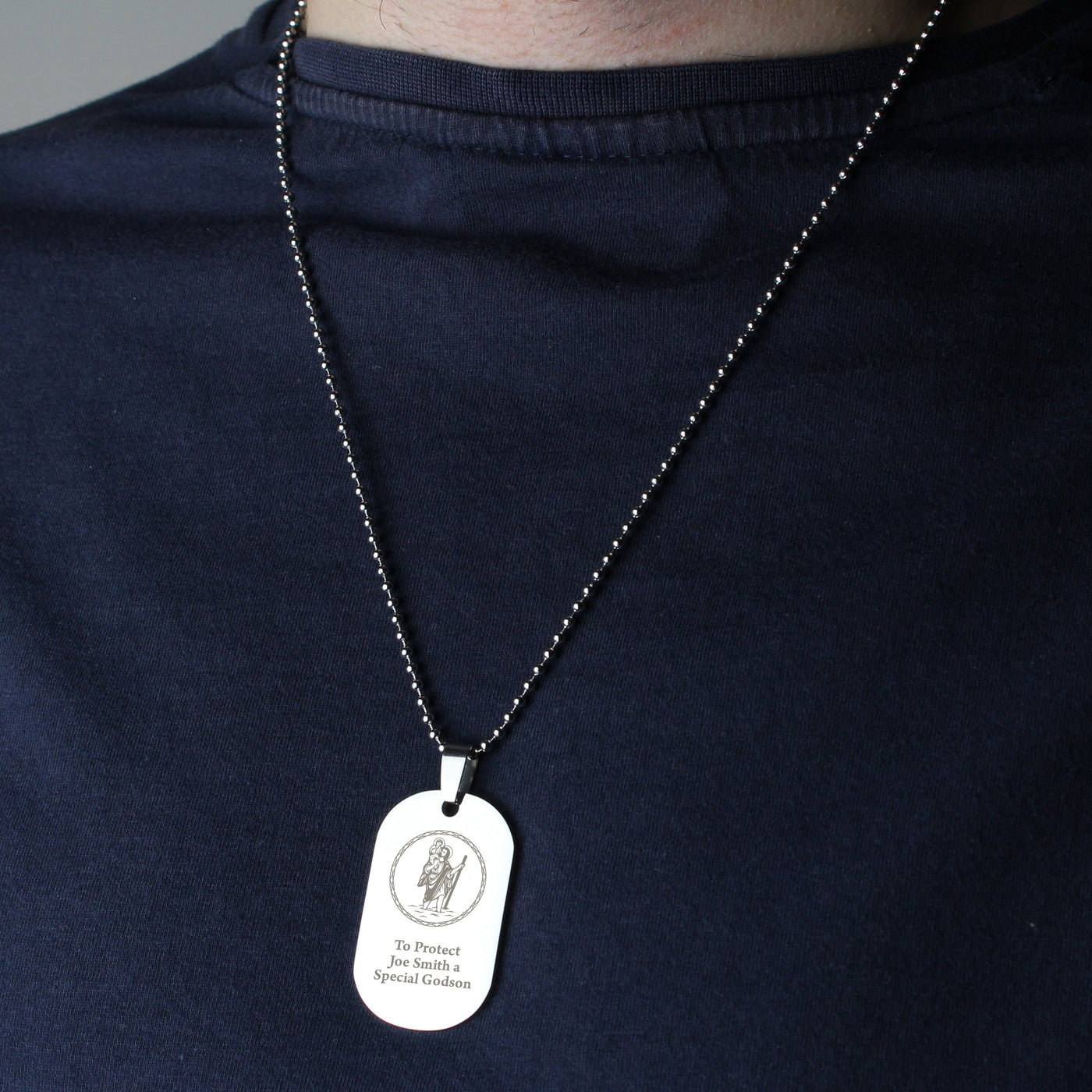 Personalised St Christopher Stainless Steel Dog Tag Necklace - Shop Personalised Gifts