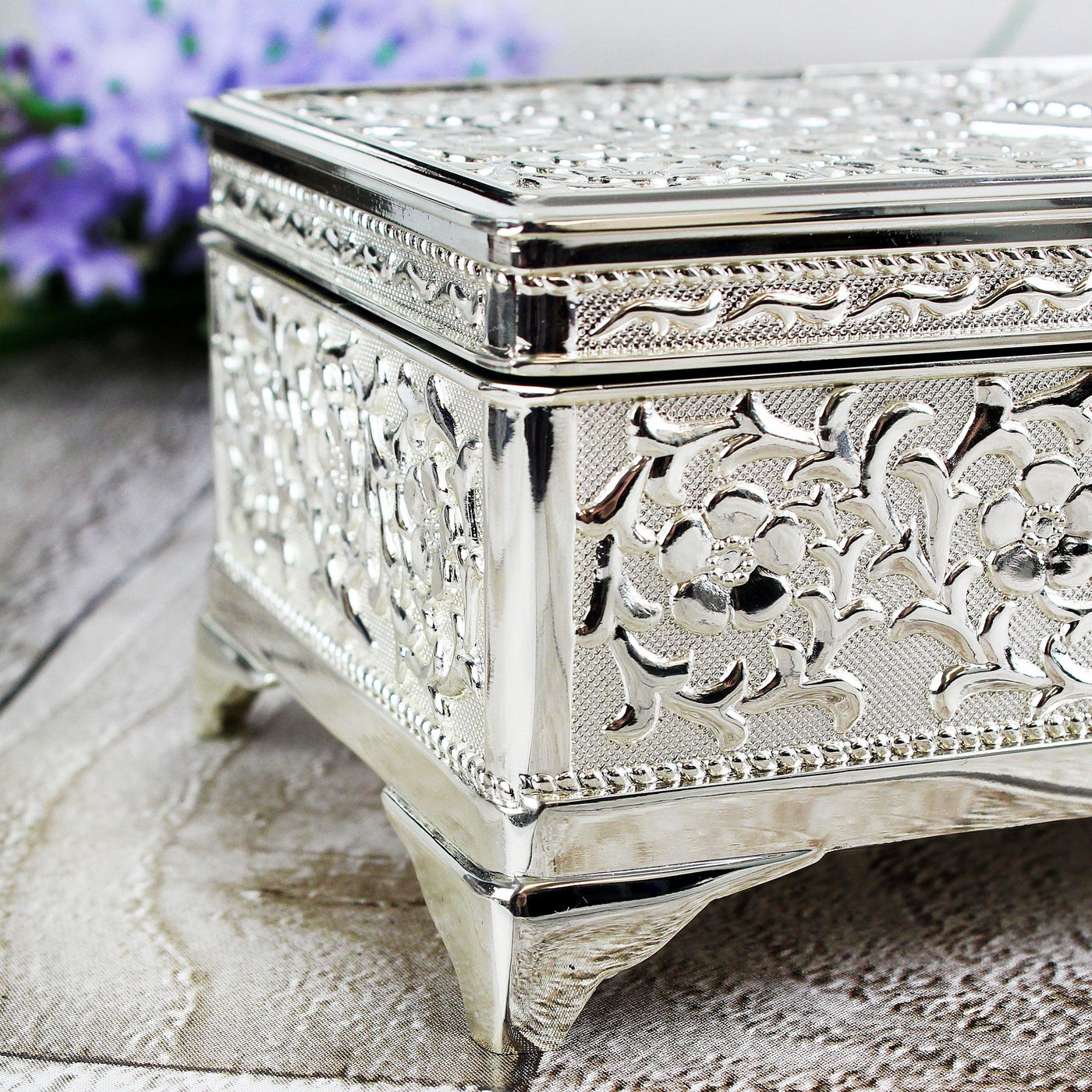 Personalised Swirls & Hearts Antique Silver Plated Jewellery Box - Shop Personalised Gifts
