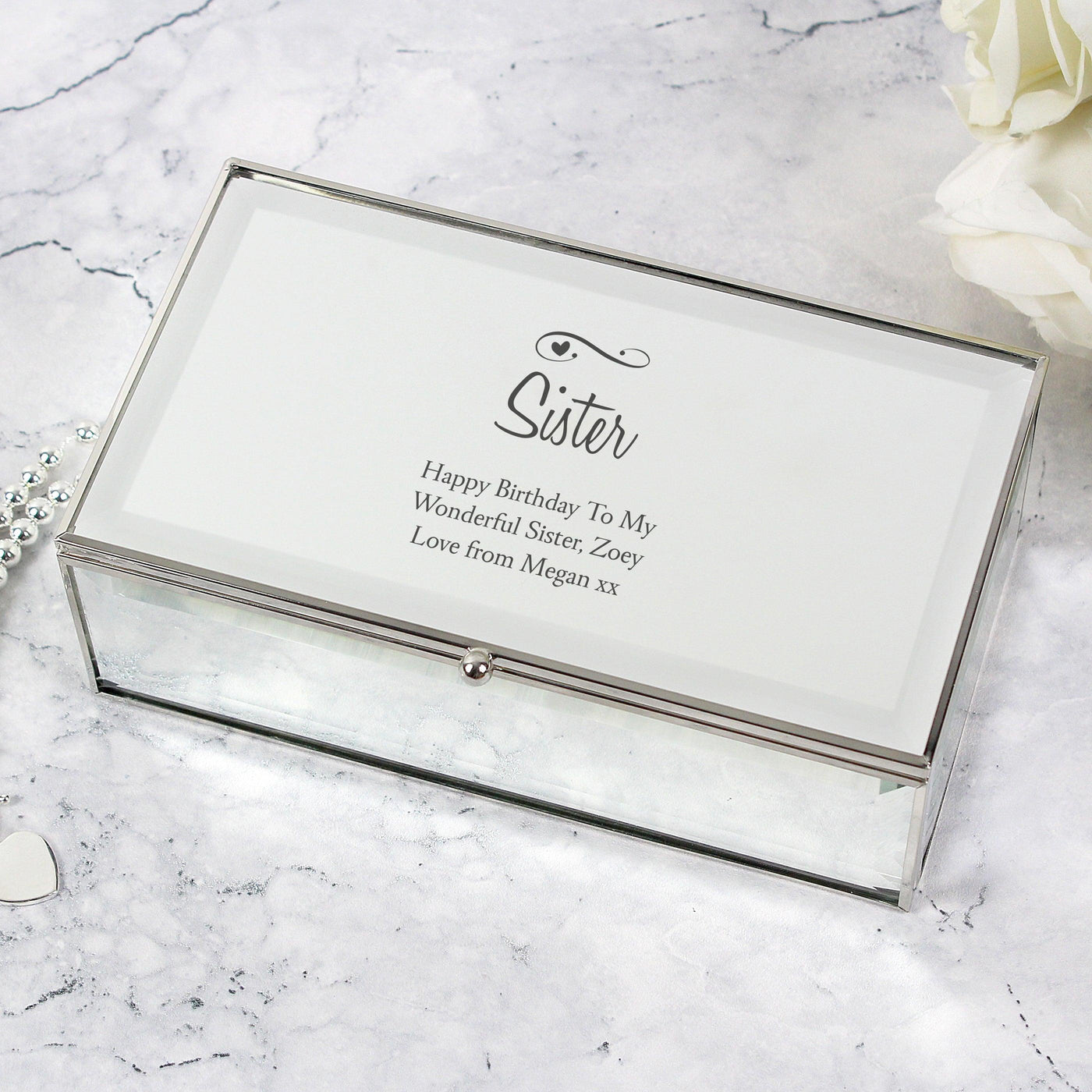 Personalised Swirls & Hearts Mirrored Jewellery Box - Shop Personalised Gifts