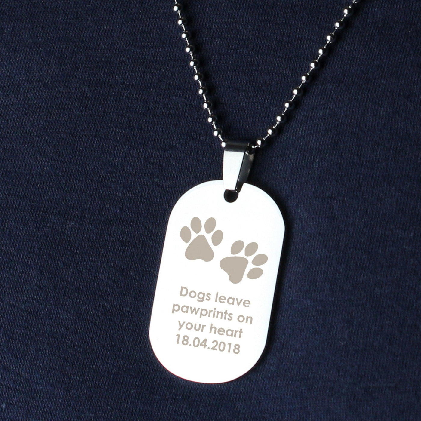 Personalised Pawprints Stainless Steel Dog Tag Necklace - Shop Personalised Gifts