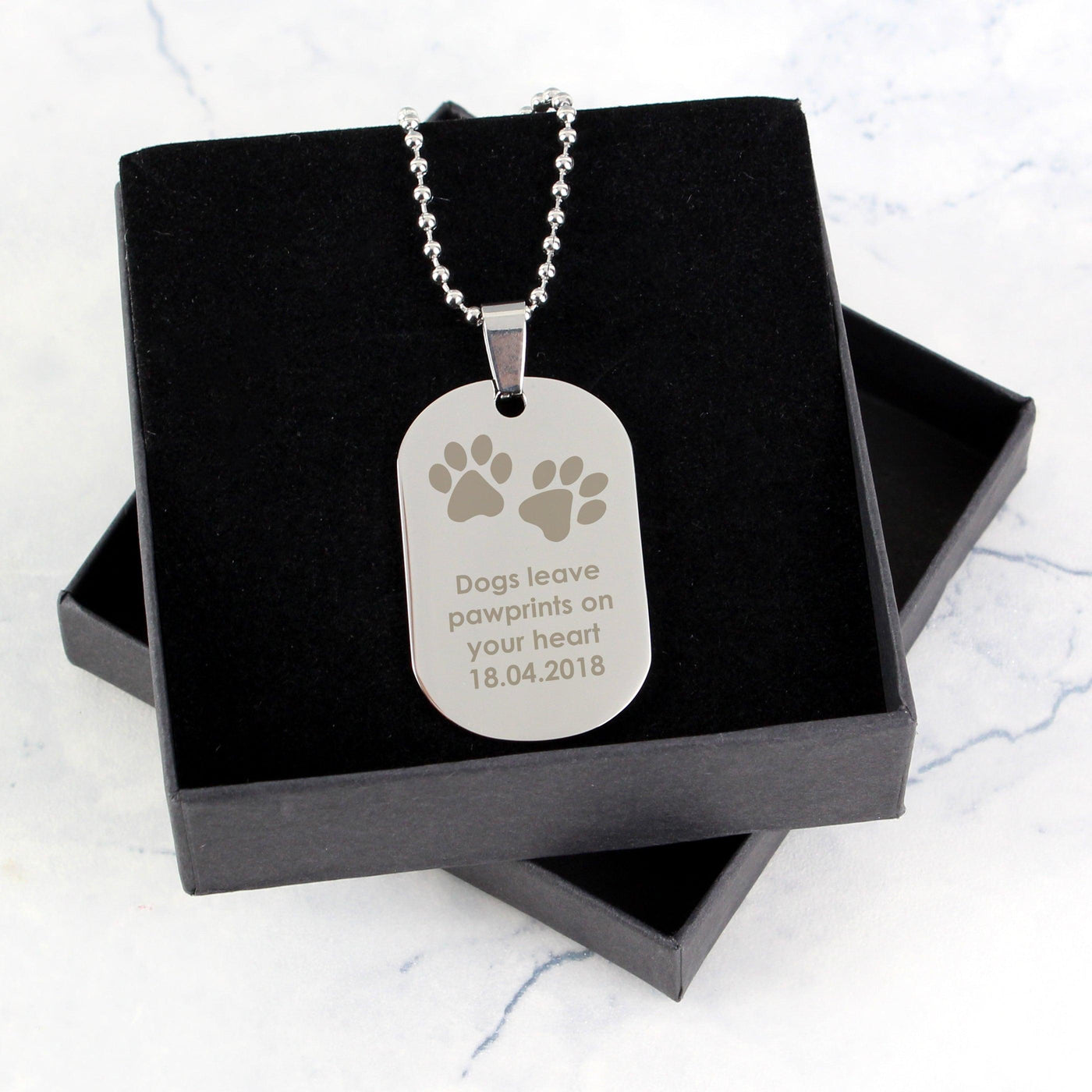 Personalised Pawprints Stainless Steel Dog Tag Necklace - Shop Personalised Gifts