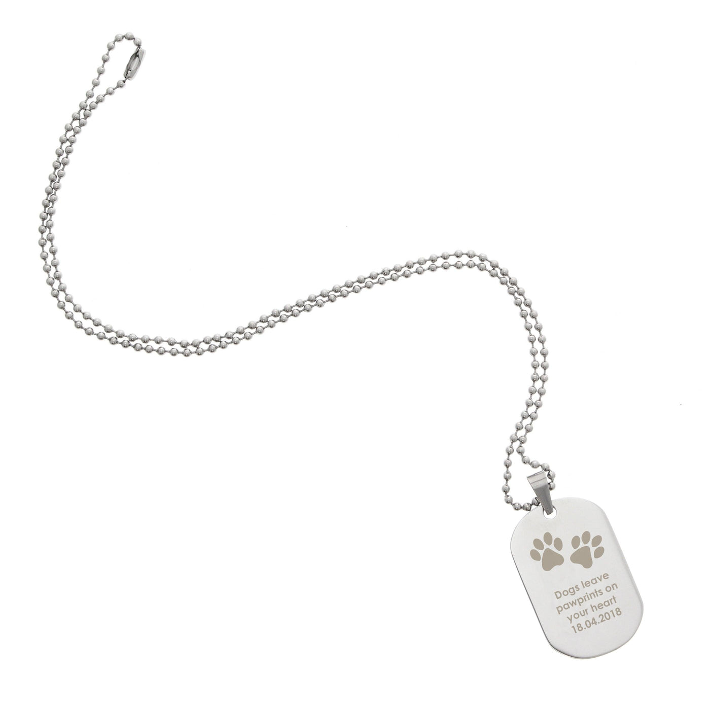 Personalised Pawprints Stainless Steel Dog Tag Necklace - Shop Personalised Gifts