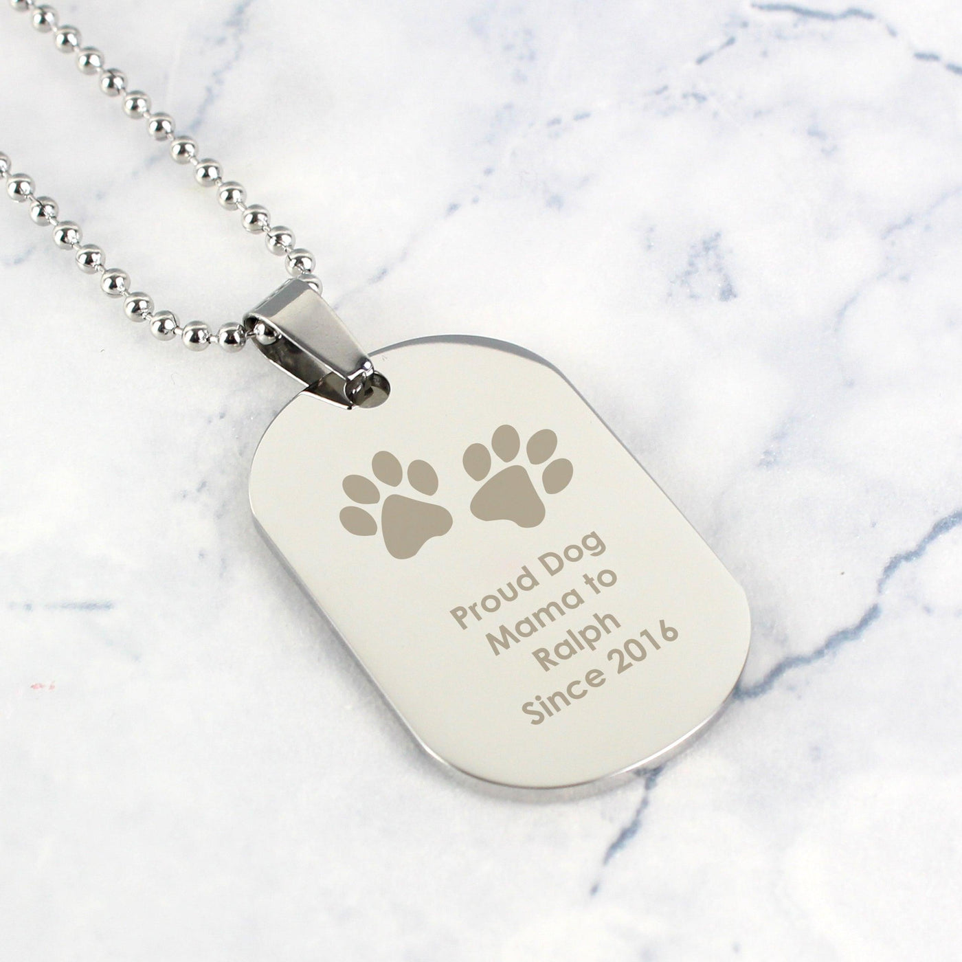 Personalised Pawprints Stainless Steel Dog Tag Necklace - Shop Personalised Gifts