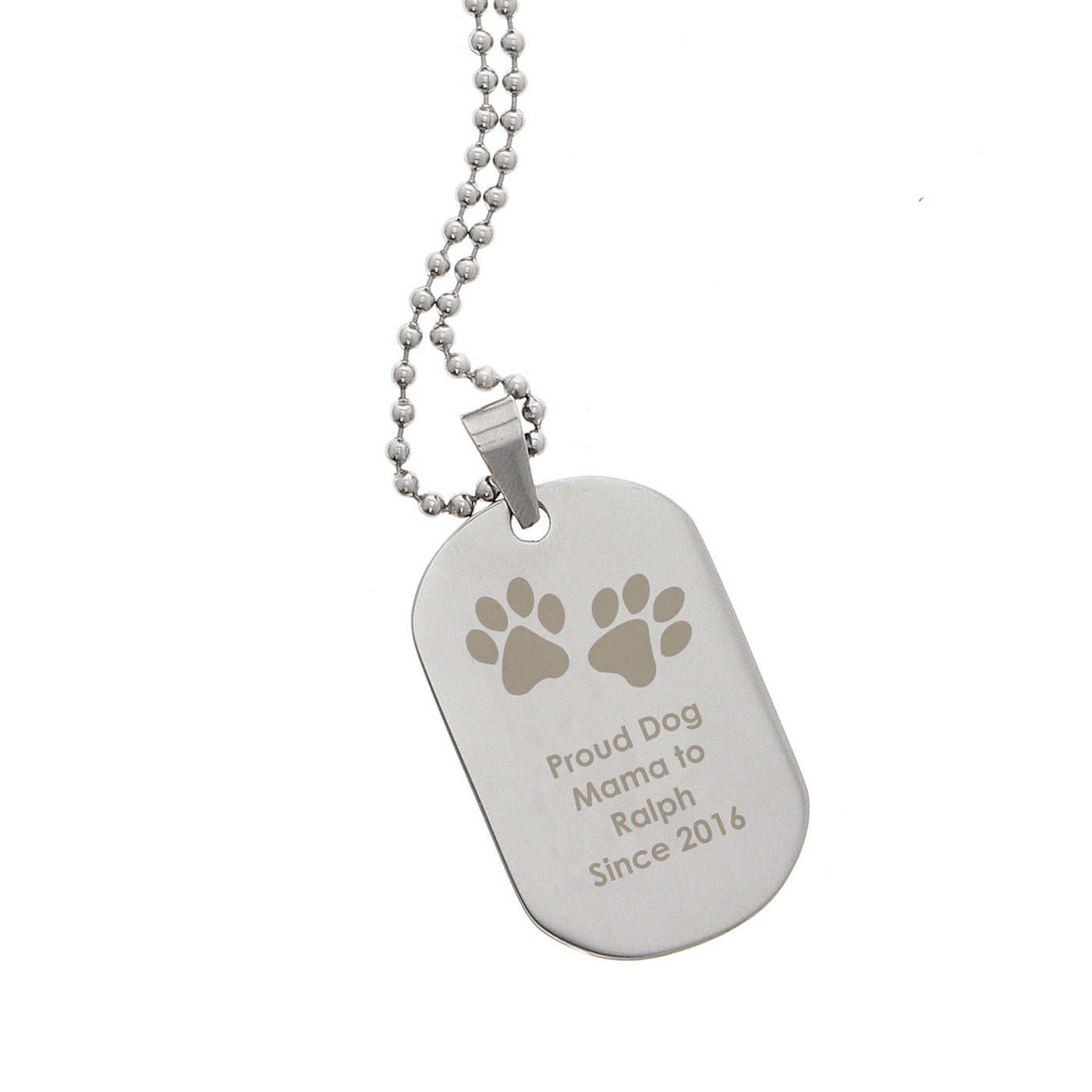 Personalised Pawprints Stainless Steel Dog Tag Necklace - Shop Personalised Gifts