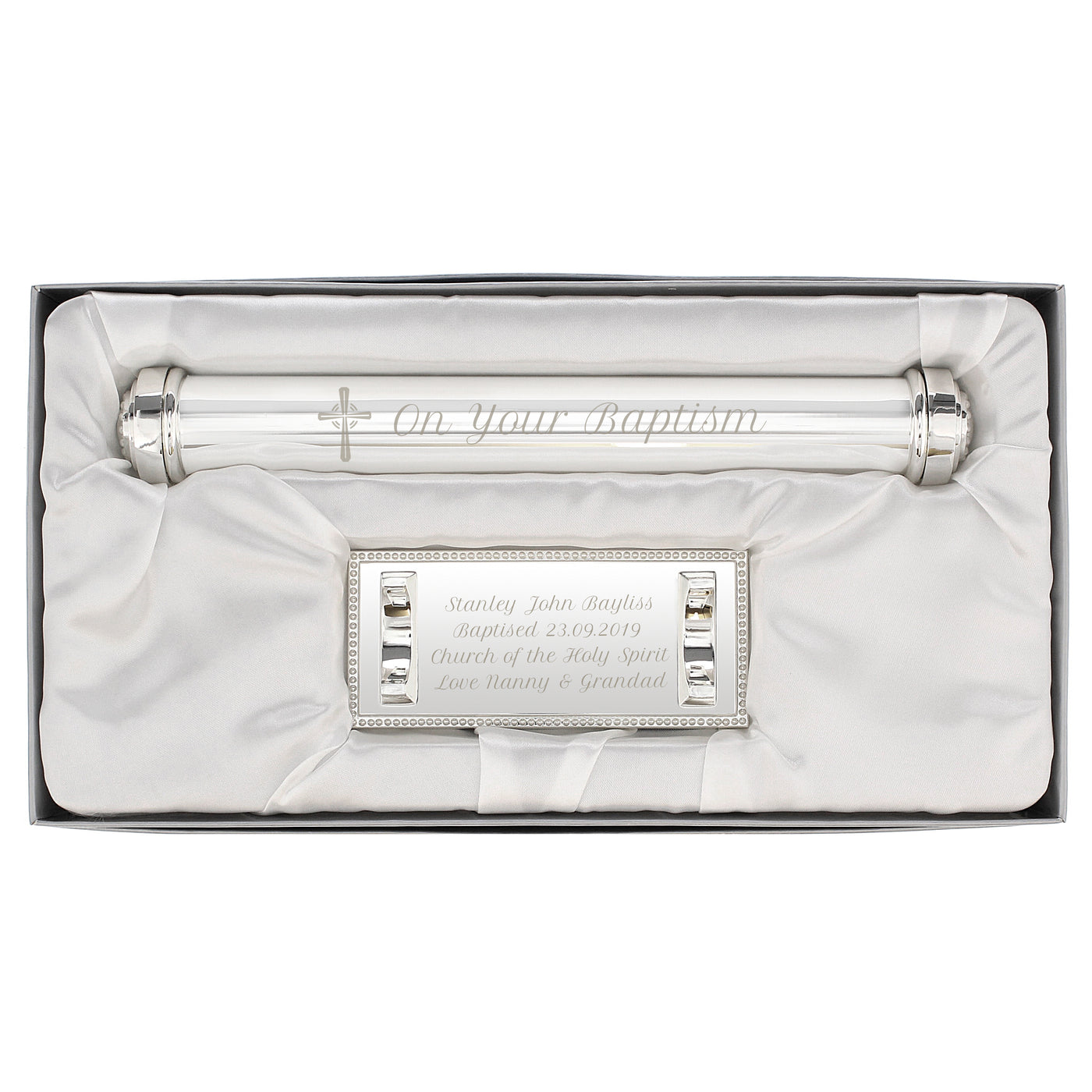 Personalised Cross Silver Plated Certificate Holder