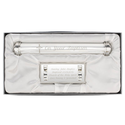 Personalised Christening Cross Silver Plated Certificate Holder