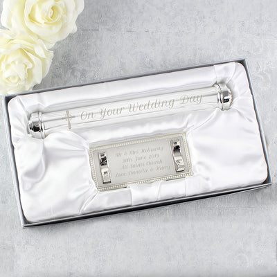 Personalised Cross Silver Plated Certificate Holder