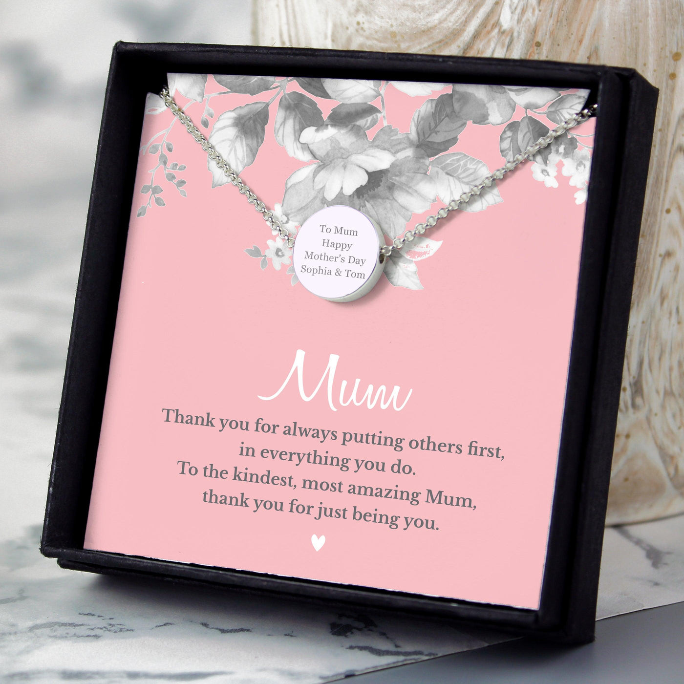 Personalised Mum Sentiment Silver Tone Necklace and Box - Shop Personalised Gifts