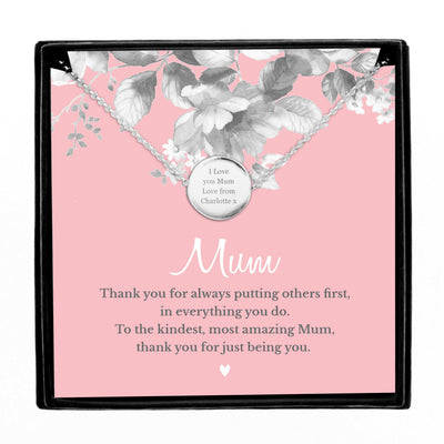 Personalised Mum Sentiment Silver Tone Necklace and Box - Shop Personalised Gifts