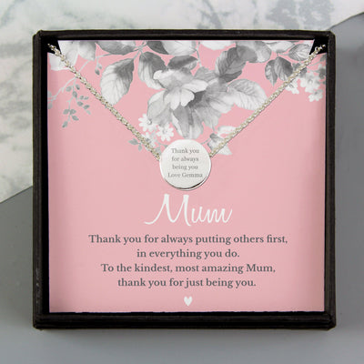 Personalised Mum Sentiment Silver Tone Necklace and Box - Shop Personalised Gifts