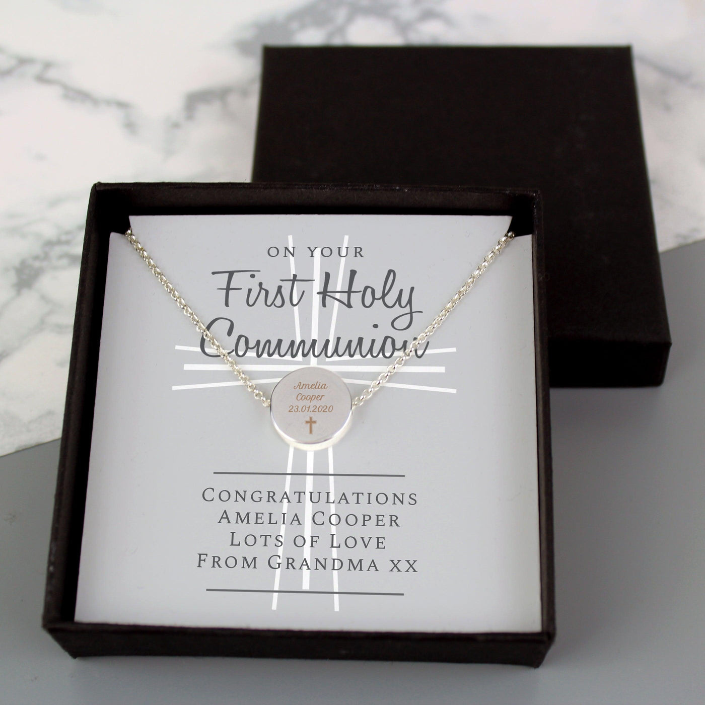 Personalised First Holy Communion Silver Plated Necklace & Box - Shop Personalised Gifts