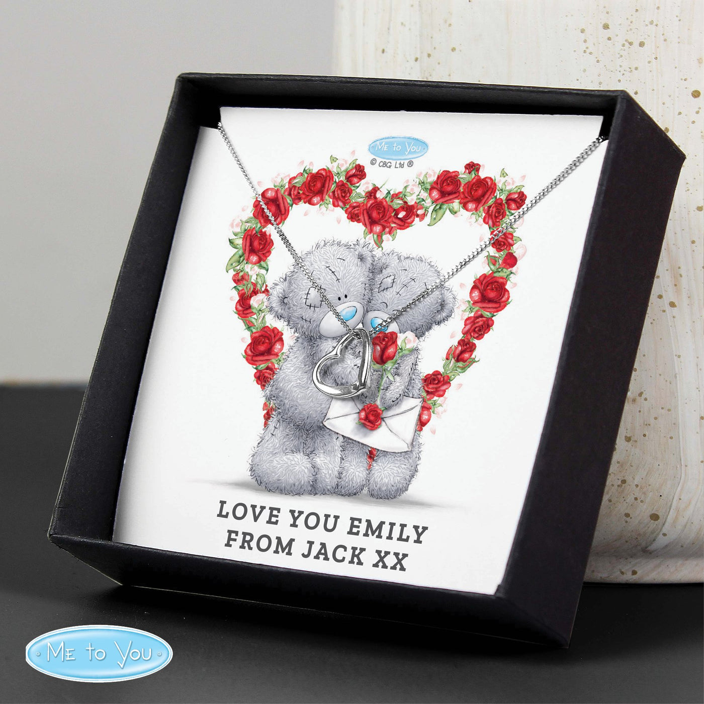 Personalised Me to You Valentine Sterling Silver Sentiment Heart Necklace and Box - Shop Personalised Gifts