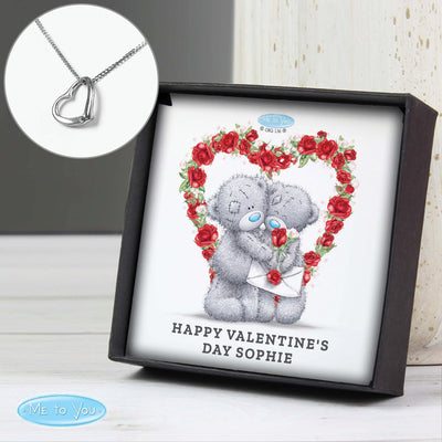 Personalised Me to You Valentine Sterling Silver Sentiment Heart Necklace and Box - Shop Personalised Gifts