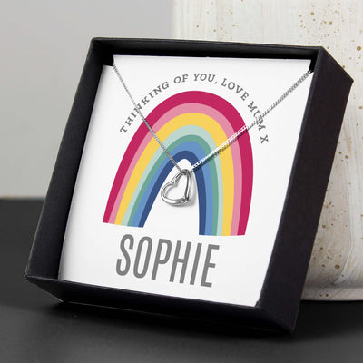 Personalised Rainbow Sentiment Silver Tone Necklace and Box - Shop Personalised Gifts