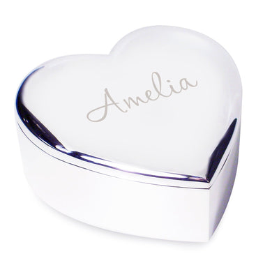 Personalised Name Only Heart Nickel Plated Trinket Box - Shop Personalised Gifts