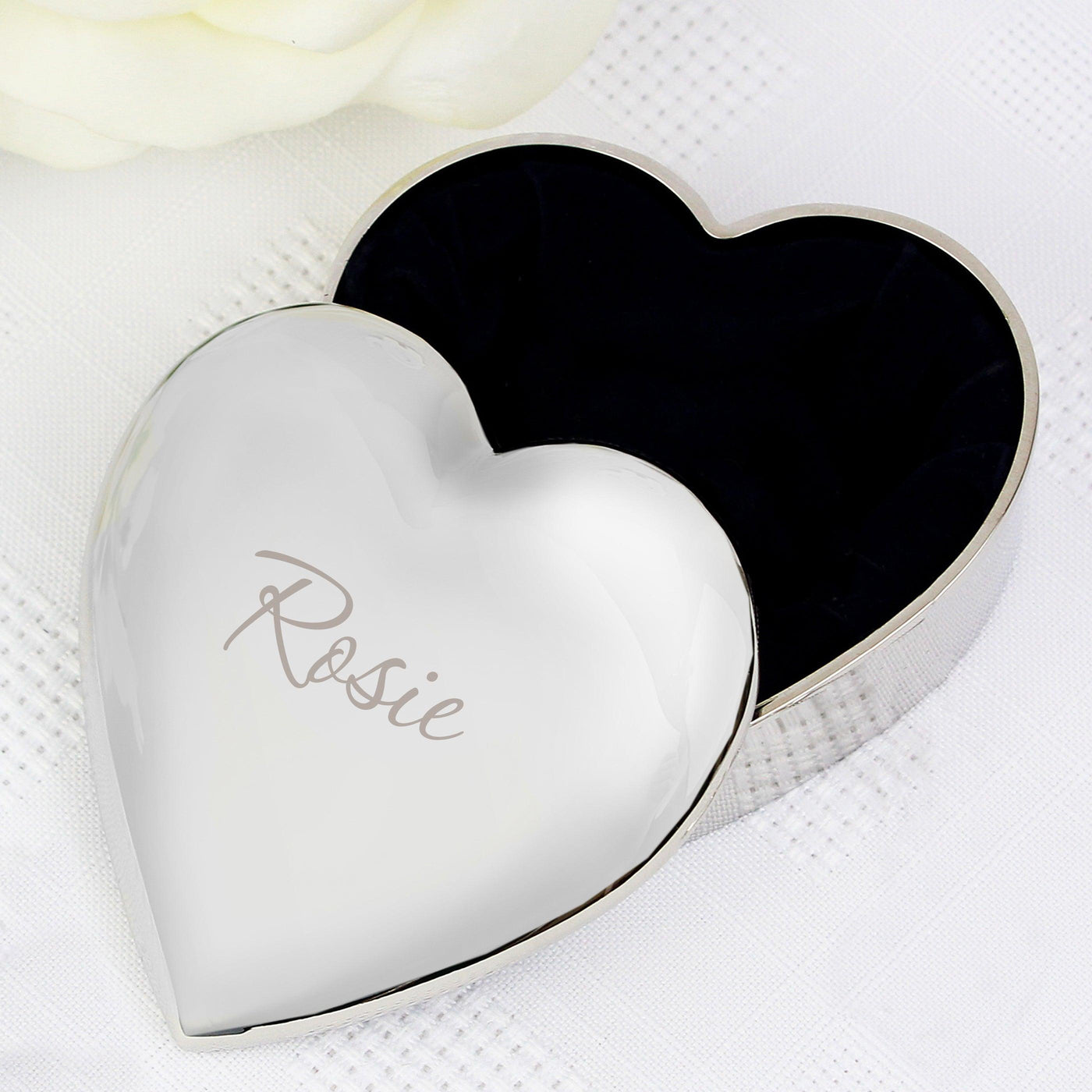 Personalised Name Only Heart Nickel Plated Trinket Box - Shop Personalised Gifts