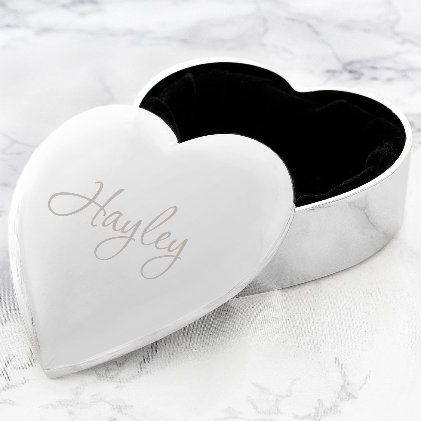 Personalised Name Only Heart Nickel Plated Trinket Box - Shop Personalised Gifts