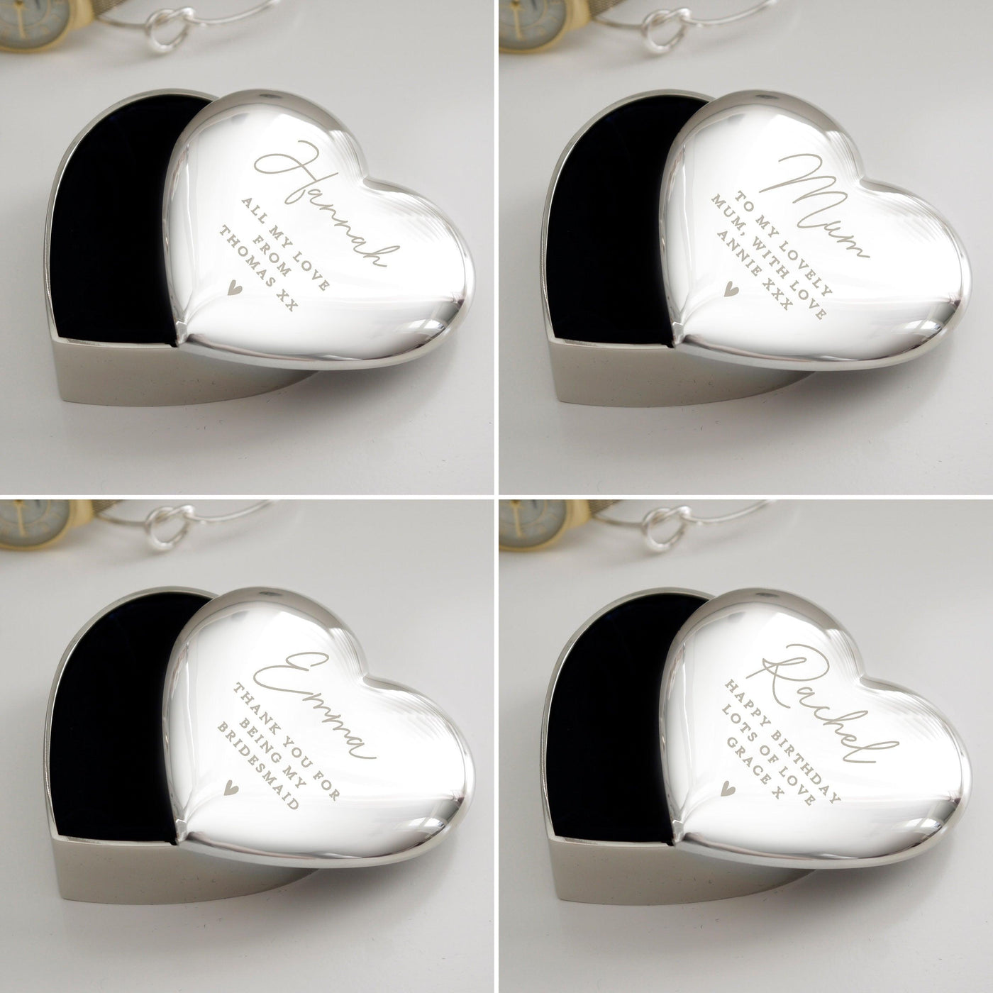 Personalised Name and Message Heart Nickel Plated Trinket Box - Shop Personalised Gifts