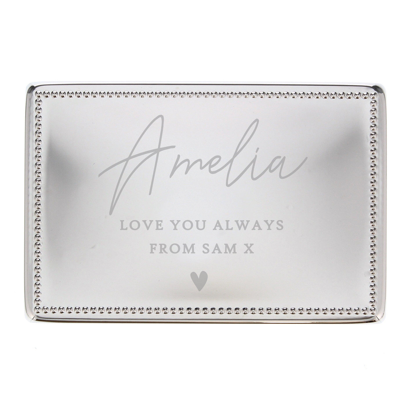 Personalised Name and Message Nickel Plated Rectangular Jewellery Box - Shop Personalised Gifts