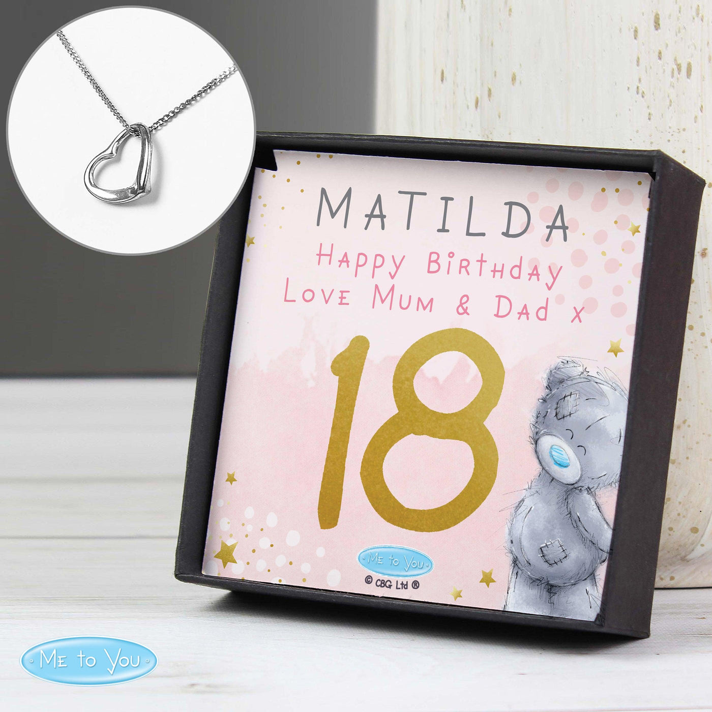Personalised Me To You Sparkle & Shine Birthday Sentiment Silver Tone Necklace and Box - Shop Personalised Gifts