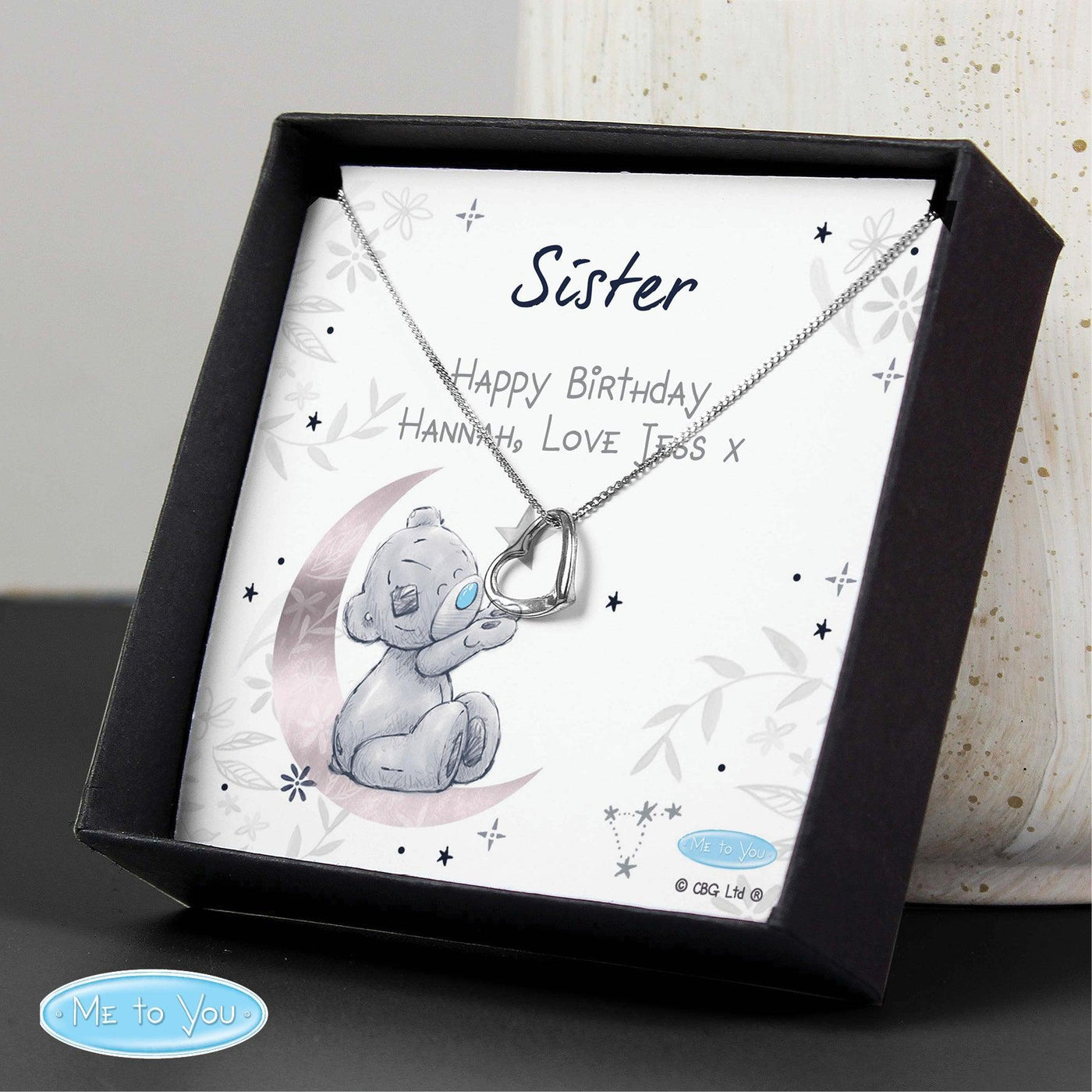 Personalised Moon & Stars Me To You Sentiment Silver Tone Necklace and Box - Shop Personalised Gifts