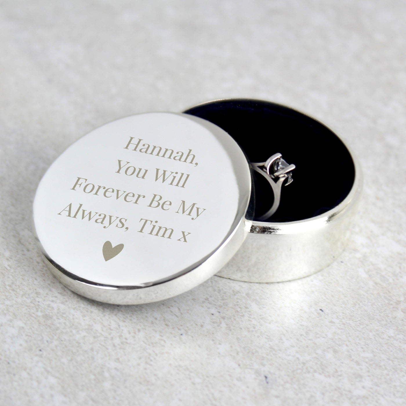 Personalised Round Ring Box - Shop Personalised Gifts