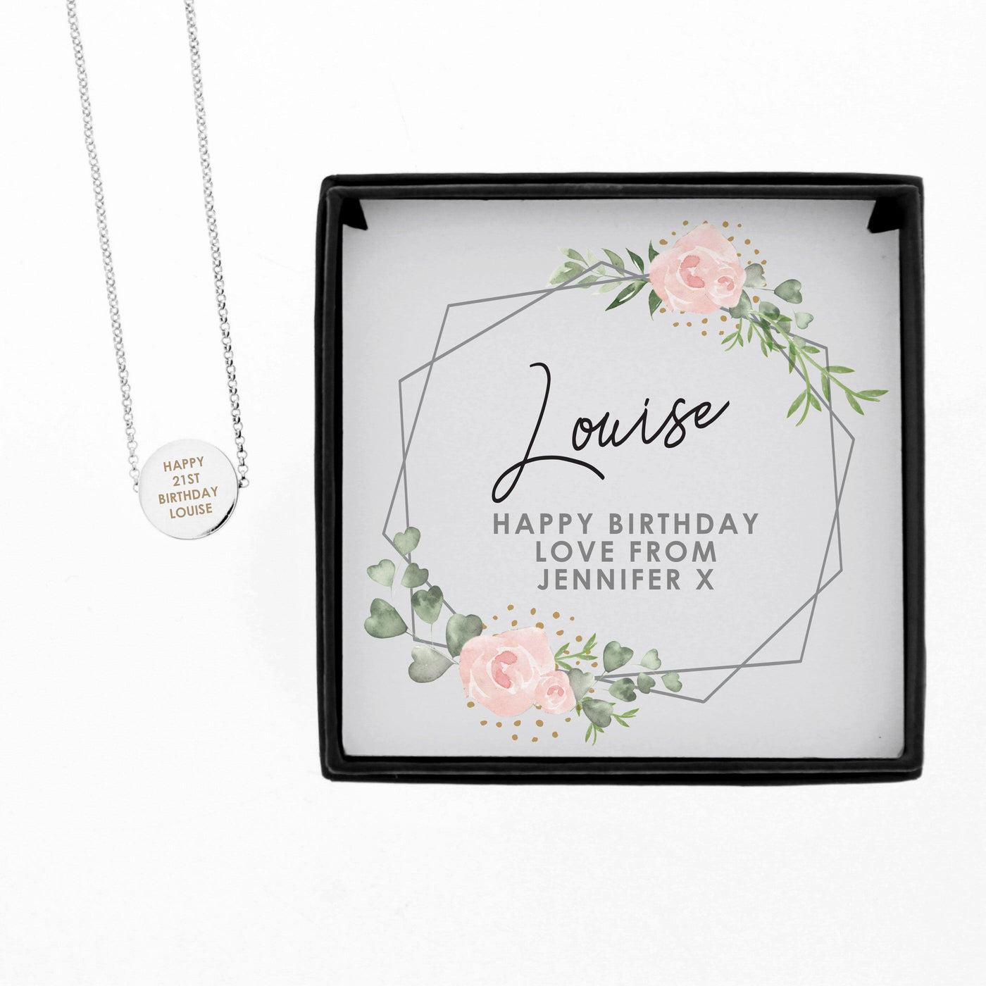 Personalised Abstract Rose Sentiment Silver Tone Necklace and Box - Shop Personalised Gifts