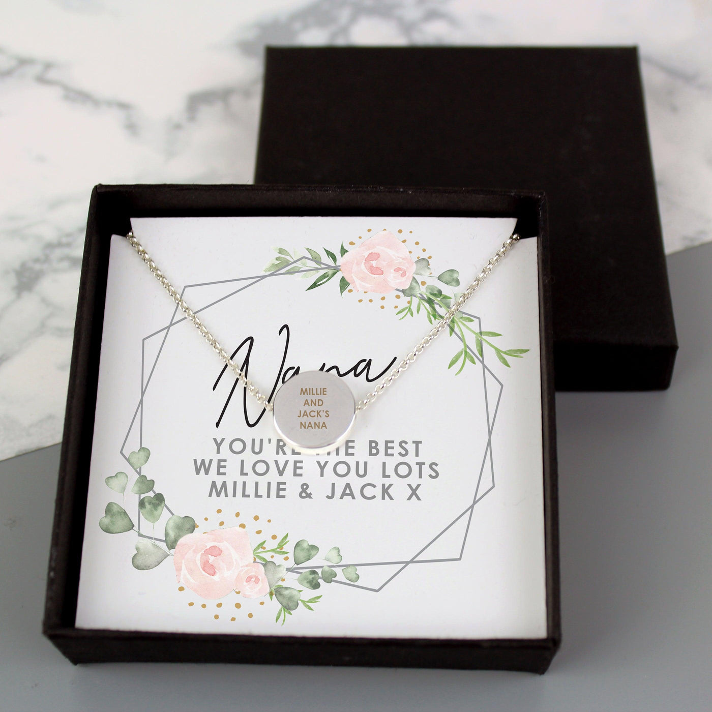 Personalised Abstract Rose Sentiment Silver Tone Necklace and Box - Shop Personalised Gifts