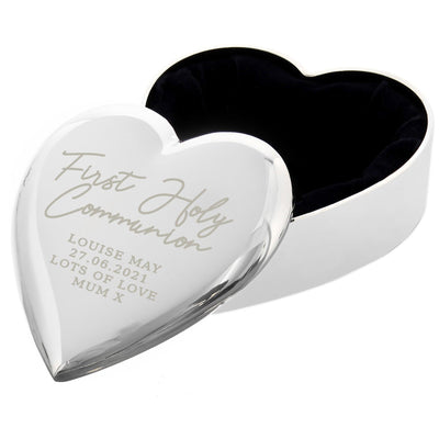 Personalised First Holy Communion Heart Nickel Plated Trinket Box - Shop Personalised Gifts