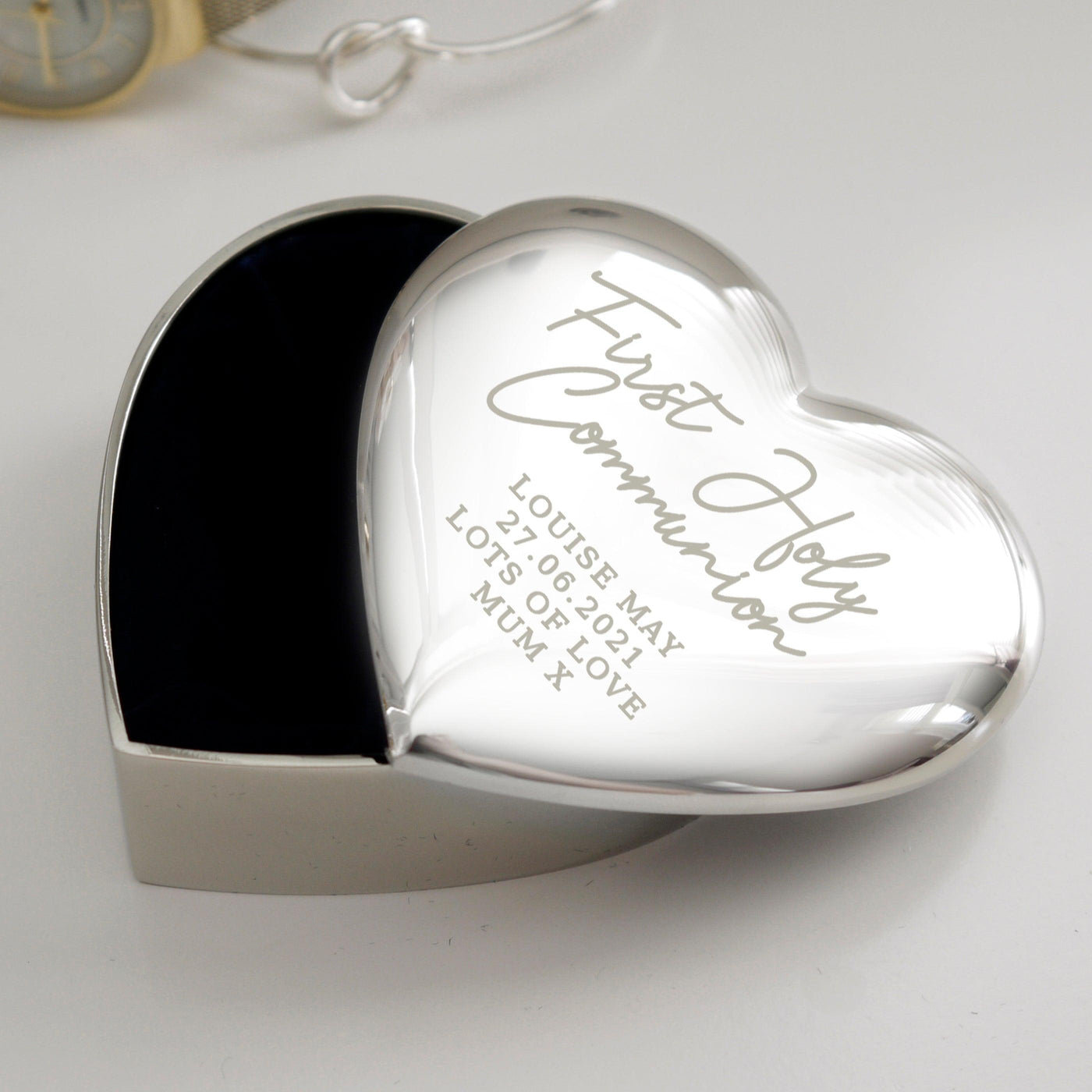 Personalised First Holy Communion Heart Nickel Plated Trinket Box - Shop Personalised Gifts
