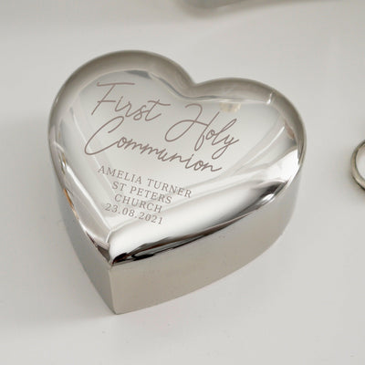 Personalised First Holy Communion Heart Nickel Plated Trinket Box - Shop Personalised Gifts