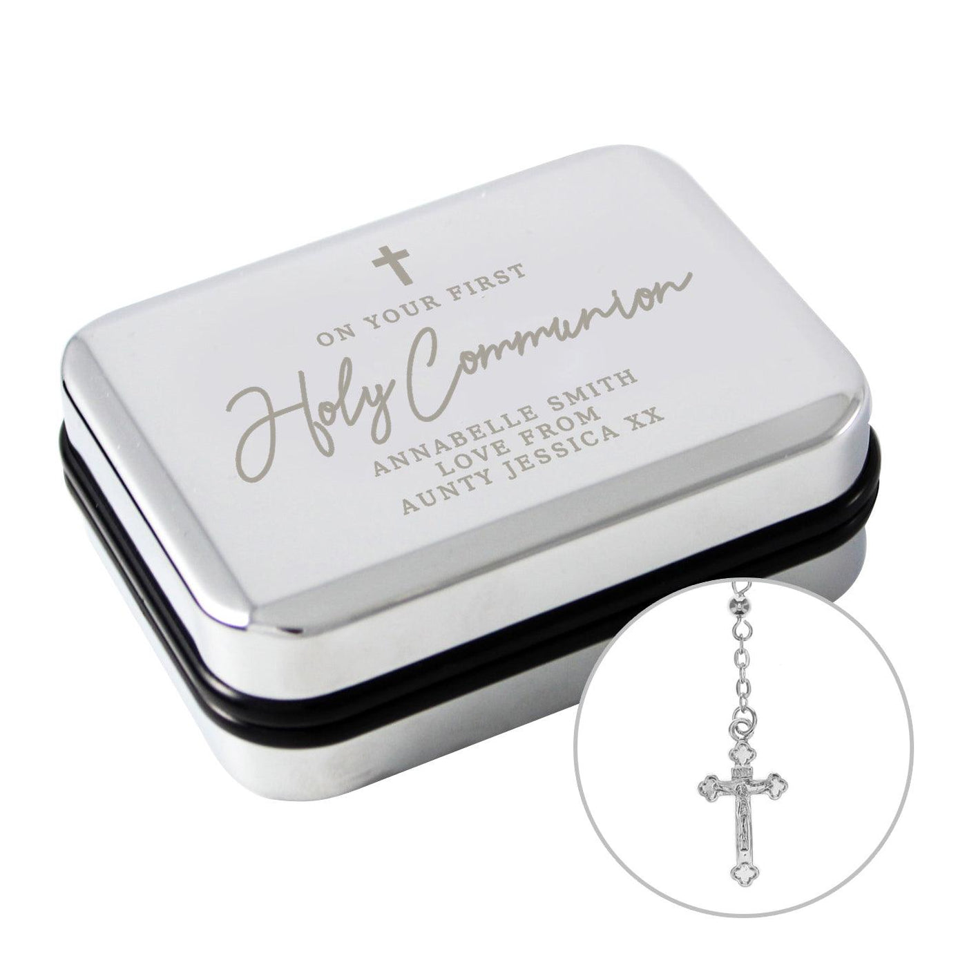 Personalised First Holy Communion Rosary Beads and Cross Trinket Box - Shop Personalised Gifts