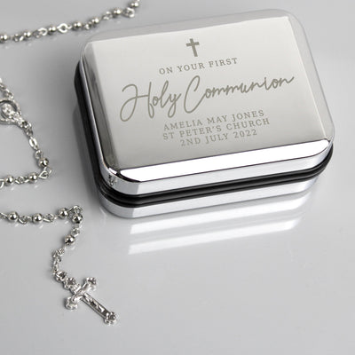 Personalised First Holy Communion Rosary Beads and Cross Trinket Box - Shop Personalised Gifts