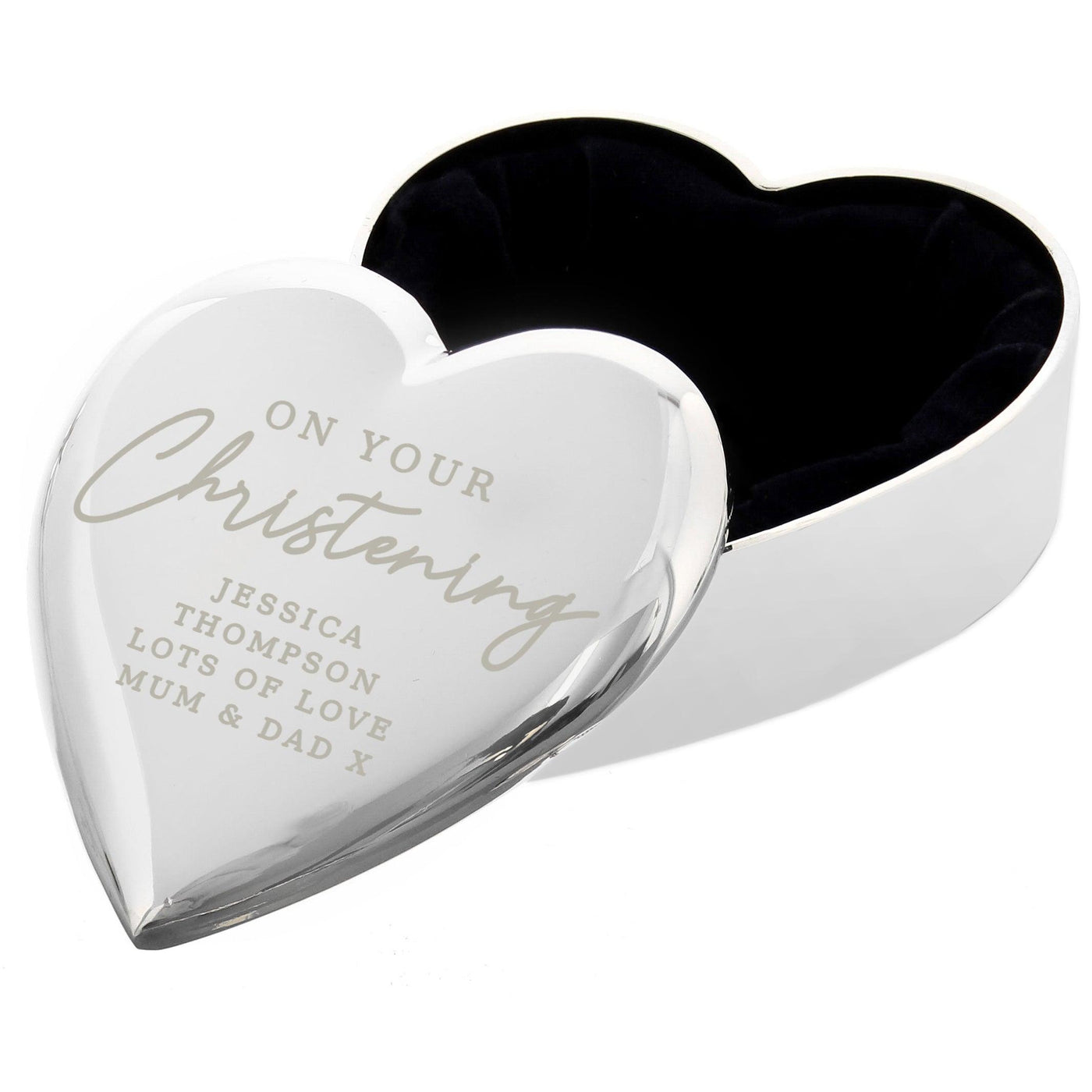 Personalised Christening Nickel Plated Heart Trinket Box - Shop Personalised Gifts