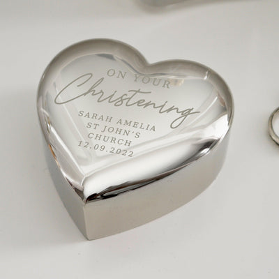 Personalised Christening Nickel Plated Heart Trinket Box - Shop Personalised Gifts