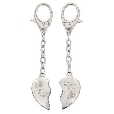 Personalised Floral Mother Daughter Two Heart Keyring - Shop Personalised Gifts